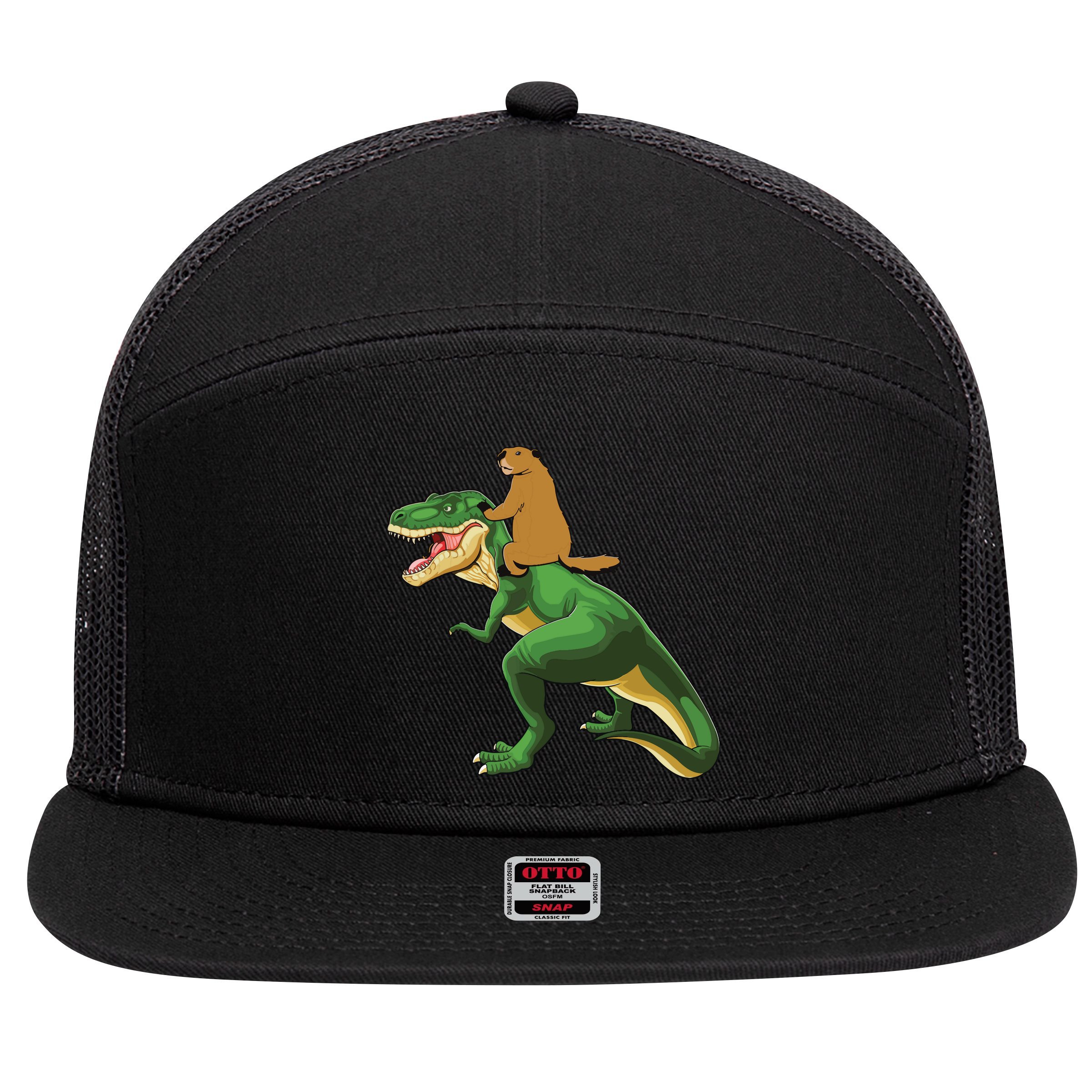 Groundhog Day Dinosaur Gift Shadow 7 Panel Mesh Trucker Snapback Hat