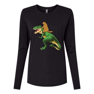 Groundhog Day Dinosaur Gift Shadow Womens Cotton Relaxed Long Sleeve T-Shirt