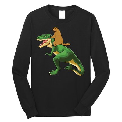 Groundhog Day Dinosaur Gift Shadow Long Sleeve Shirt
