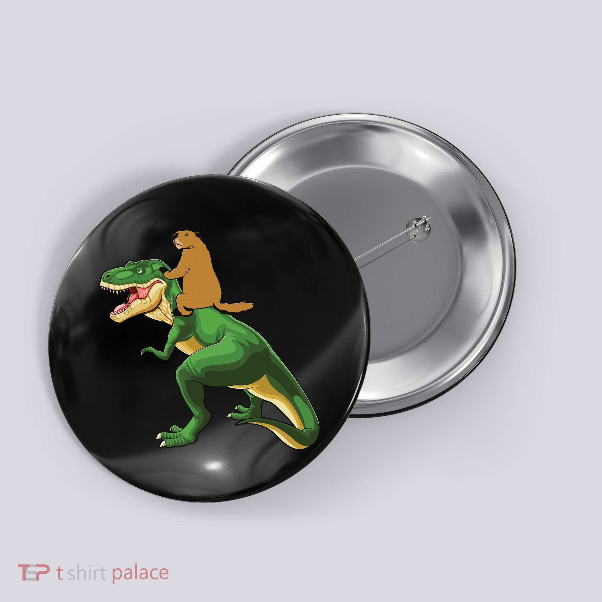 Groundhog Day Dinosaur Gift Shadow Button