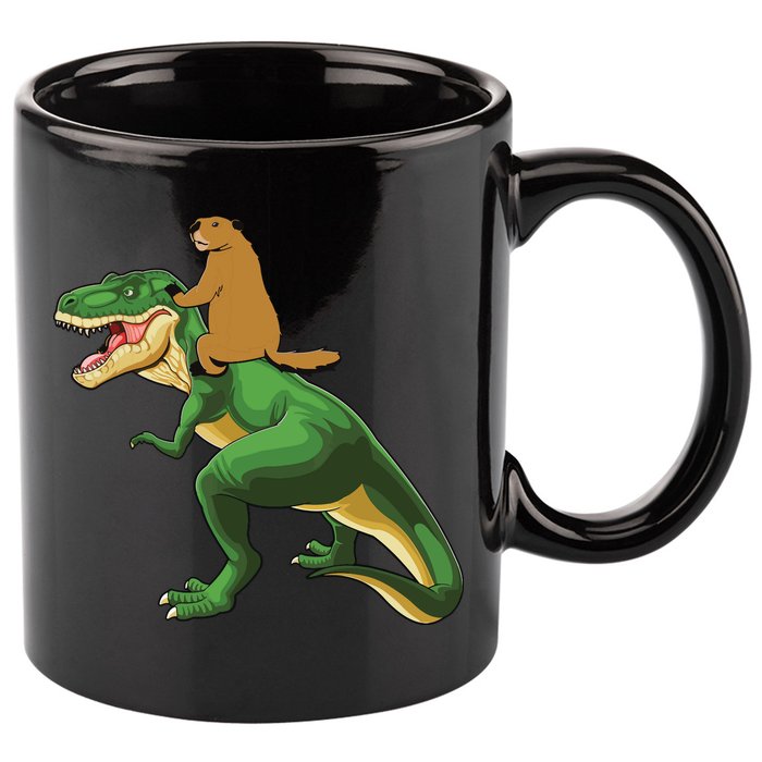 Groundhog Day Dinosaur Gift Shadow 11oz C Handle Ceramic Mug