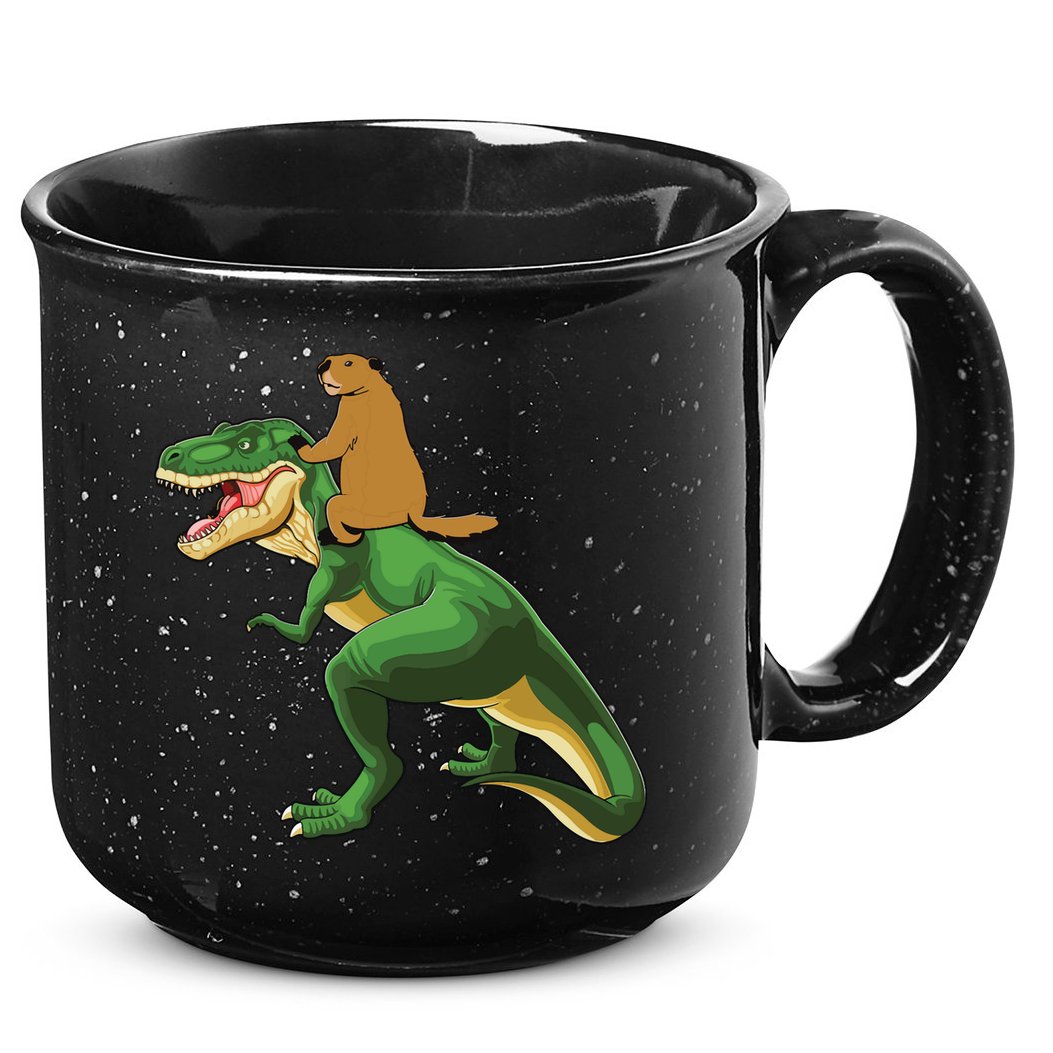 Groundhog Day Dinosaur Gift Shadow 15oz Campfire Ceramic Mug