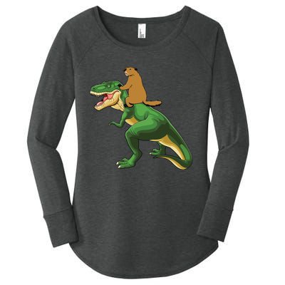 Groundhog Day Dinosaur Gift Shadow Women's Perfect Tri Tunic Long Sleeve Shirt