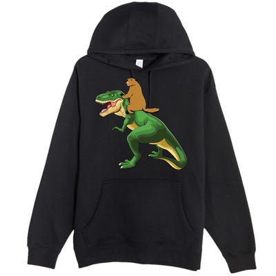 Groundhog Day Dinosaur Gift Shadow Premium Pullover Hoodie