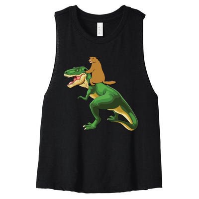 Groundhog Day Dinosaur Gift Shadow Women's Racerback Cropped Tank