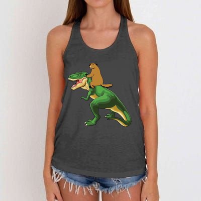 Groundhog Day Dinosaur Gift Shadow Women's Knotted Racerback Tank