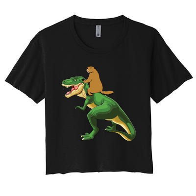 Groundhog Day Dinosaur Gift Shadow Women's Crop Top Tee