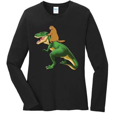 Groundhog Day Dinosaur Gift Shadow Ladies Long Sleeve Shirt