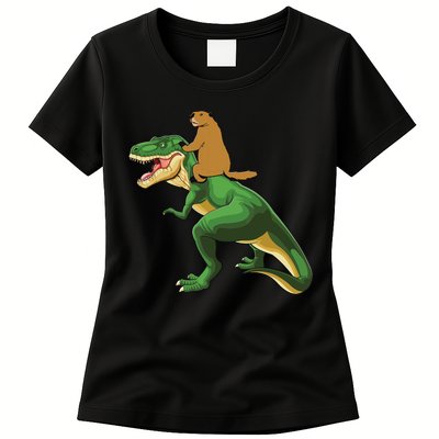 Groundhog Day Dinosaur Gift Shadow Womens T-Shirt