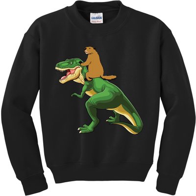 Groundhog Day Dinosaur Gift Shadow Kids Sweatshirt