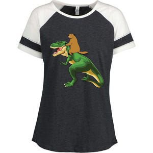 Groundhog Day Dinosaur Gift Shadow Enza Ladies Jersey Colorblock Tee