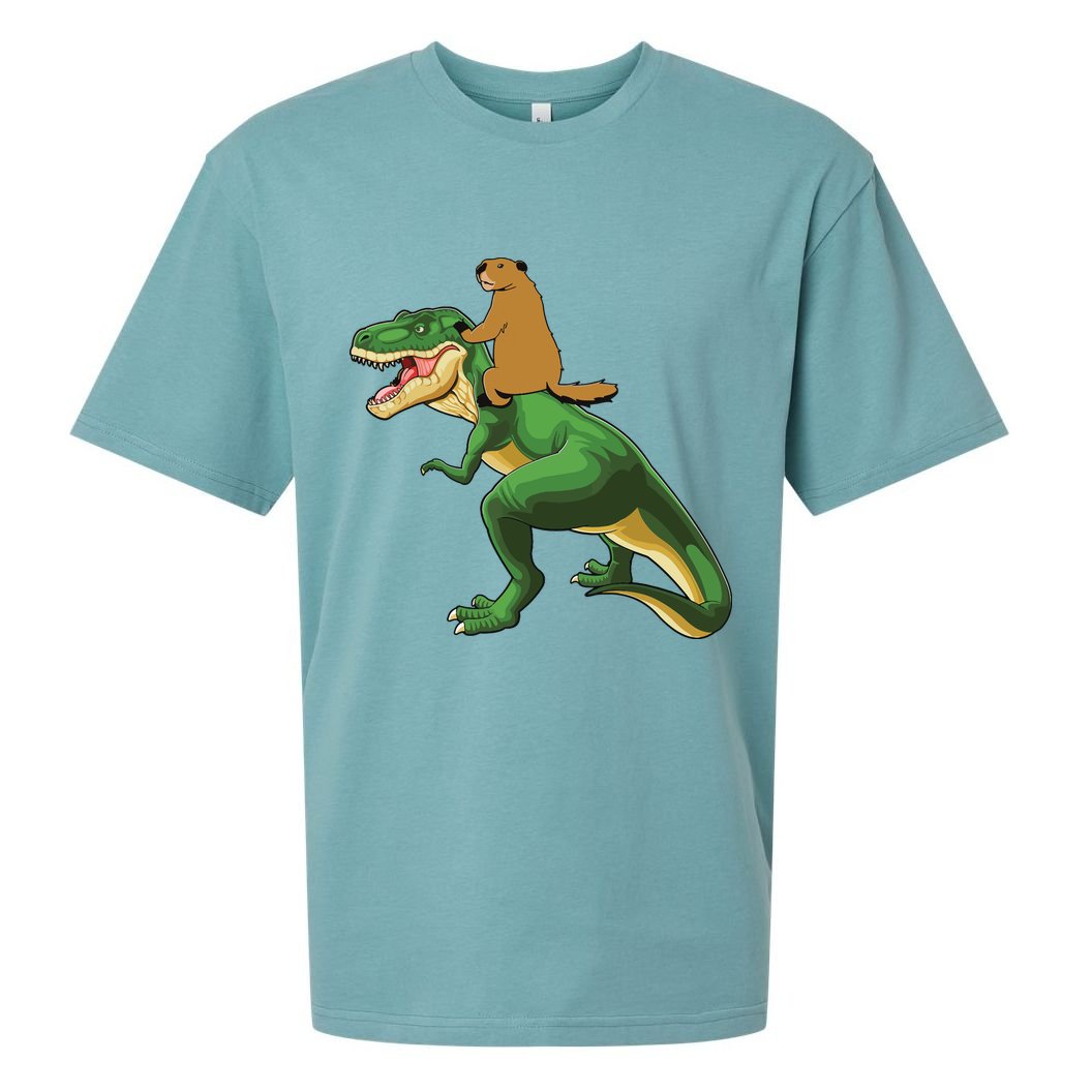Groundhog Day Dinosaur Gift Shadow Sueded Cloud Jersey T-Shirt