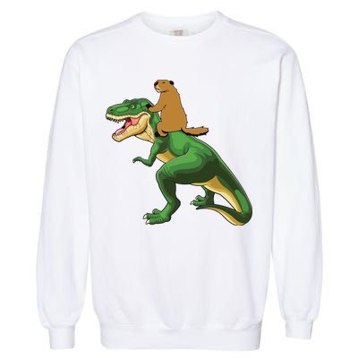 Groundhog Day Dinosaur Gift Shadow Garment-Dyed Sweatshirt