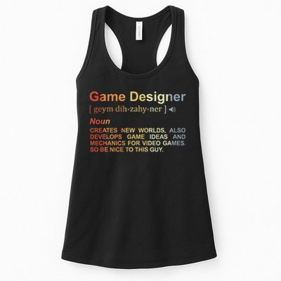 Game Designer Definition Game Programmer Game Dev Women's Racerback Tank