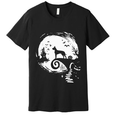 Great Dane Dog And Moon Halloween Costume Dog Lover Premium T-Shirt
