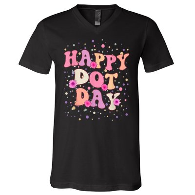 Groovy Dot Day For Teacher Happy Dot Day Gift V-Neck T-Shirt