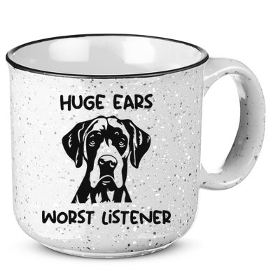 Great Dane Dog Huge Ears Worst Listener 15oz Campfire Ceramic Mug