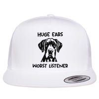 Great Dane Dog Huge Ears Worst Listener Flatbill Hat