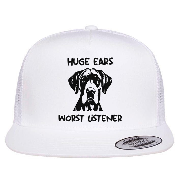 Great Dane Dog Huge Ears Worst Listener Flatbill Hat