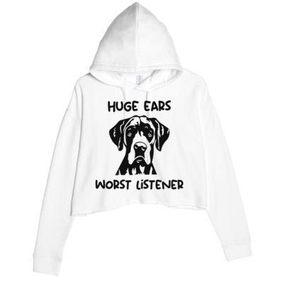 Great Dane Dog Huge Ears Worst Listener Crop Fleece Hoodie