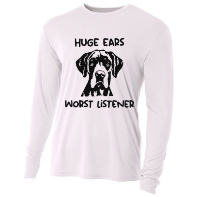 Great Dane Dog Huge Ears Worst Listener Cooling Performance Long Sleeve Crew