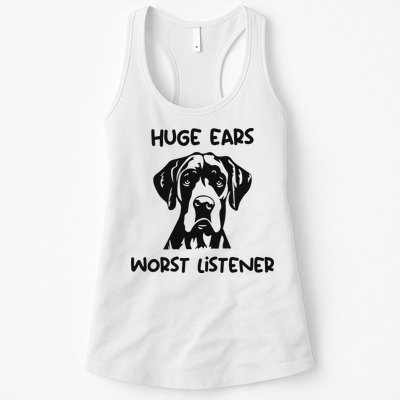 Great Dane Dog Huge Ears Worst Listener Womens Tank Top
