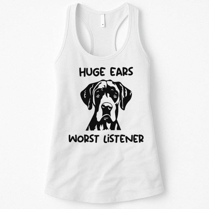 Great Dane Dog Huge Ears Worst Listener Womens Tank Top