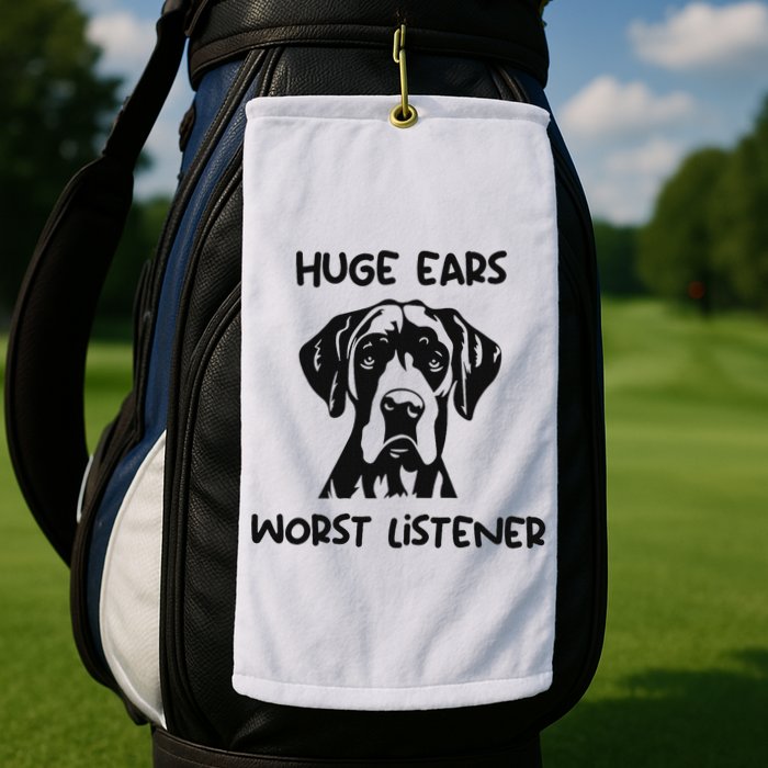 Great Dane Dog Huge Ears Worst Listener Golf Towel