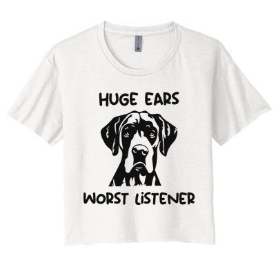 Great Dane Dog Huge Ears Worst Listener Crop Top