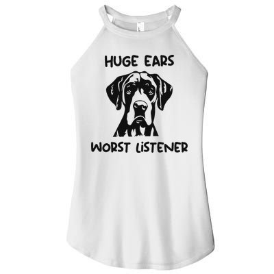 Great Dane Dog Huge Ears Worst Listener Women's Perfect Tri Rocker Tank