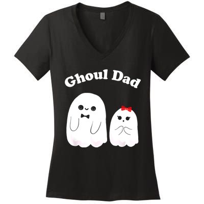 Ghoul Dad Daddy Ghost Father Funny Halloween Costume Women's V-Neck T-Shirt