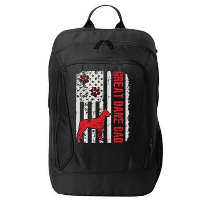 Great Dane Dad American Flag Gift City Backpack