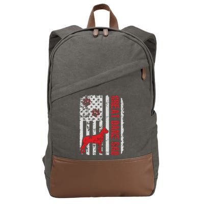 Great Dane Dad American Flag Gift Cotton Canvas Backpack