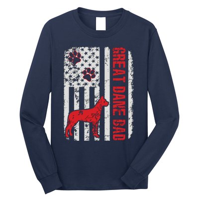 Great Dane Dad American Flag Gift Long Sleeve Shirt