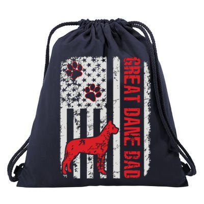 Great Dane Dad American Flag Gift Drawstring Bag