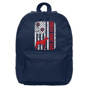 Great Dane Dad American Flag Gift 16 in Basic Backpack