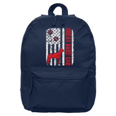 Great Dane Dad American Flag Gift 16 in Basic Backpack