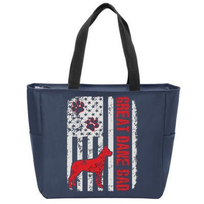 Great Dane Dad American Flag Gift Zip Tote Bag