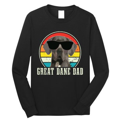 Great Dane Dad Funny Dog Sunglasses Vintage Great Dane Long Sleeve Shirt