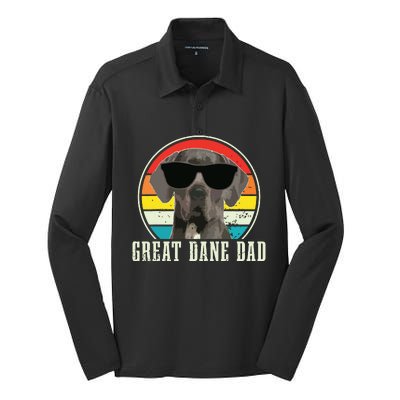 Great Dane Dad Funny Dog Sunglasses Vintage Great Dane Silk Touch Performance Long Sleeve Polo