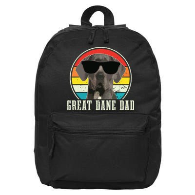 Great Dane Dad Funny Dog Sunglasses Vintage Great Dane 16 in Basic Backpack