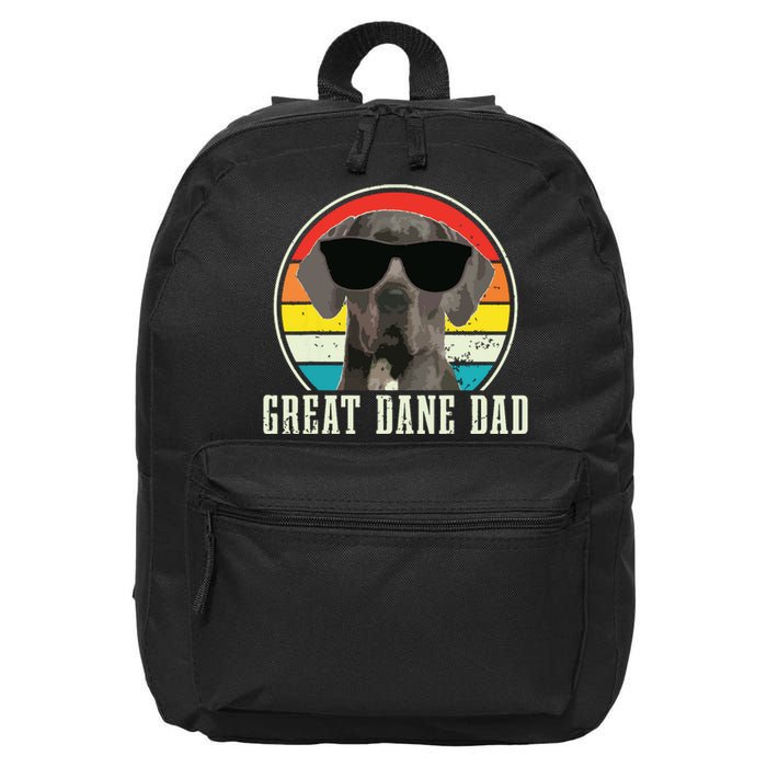 Great Dane Dad Funny Dog Sunglasses Vintage Great Dane 16 in Basic Backpack