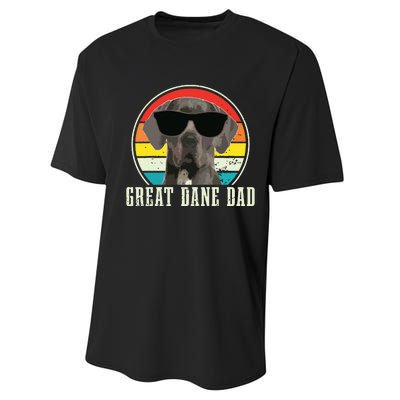 Great Dane Dad Funny Dog Sunglasses Vintage Great Dane Performance Sprint T-Shirt