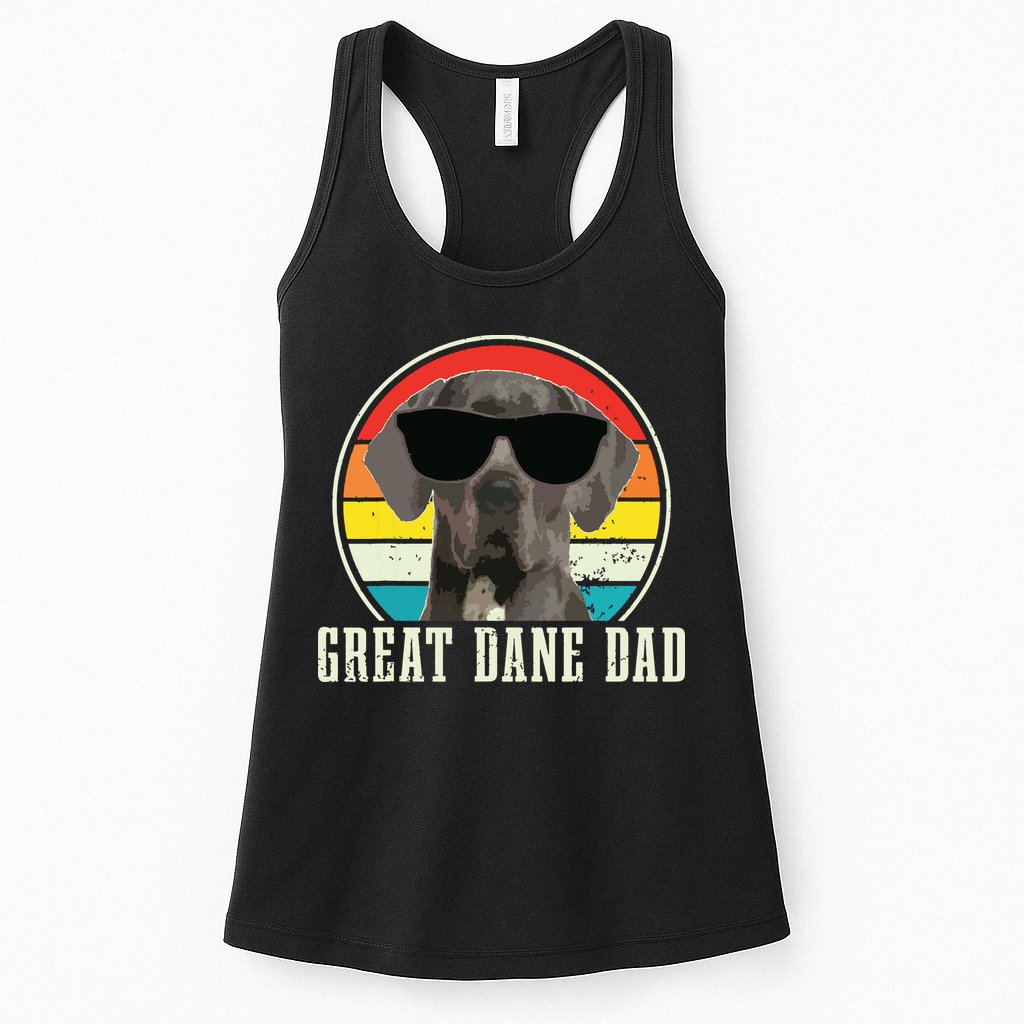 Great Dane Dad Funny Dog Sunglasses Vintage Great Dane Womens Tank Top