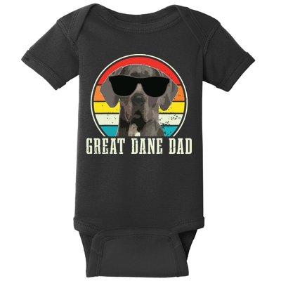 Great Dane Dad Funny Dog Sunglasses Vintage Great Dane Baby Bodysuit