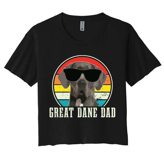 Great Dane Dad Funny Dog Sunglasses Vintage Great Dane Crop Top