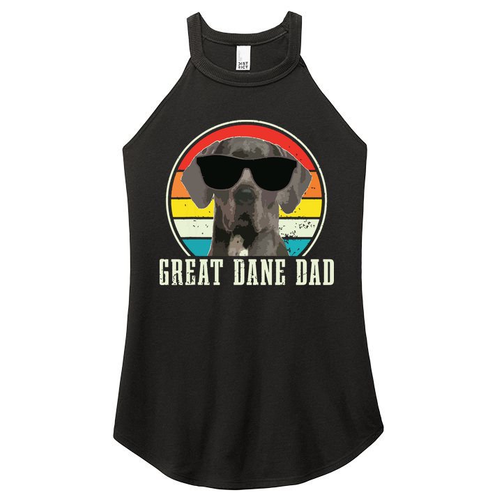 Great Dane Dad Funny Dog Sunglasses Vintage Great Dane Women's Perfect Tri Rocker Tank