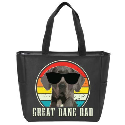 Great Dane Dad Funny Dog Sunglasses Vintage Great Dane Zip Tote Bag