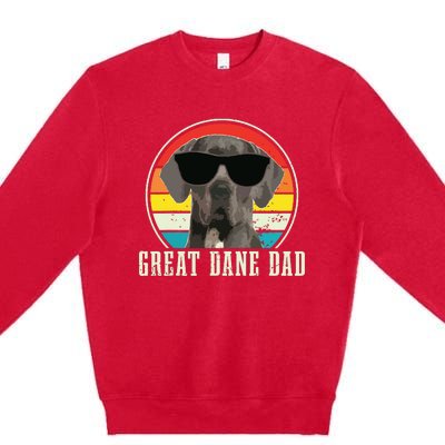 Great Dane Dad Funny Dog Sunglasses Vintage Great Dane Premium Crewneck Sweatshirt