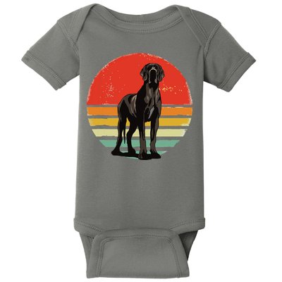 Great Dane Dog Lover Retro Vintage 70s Dog Pet Baby Bodysuit